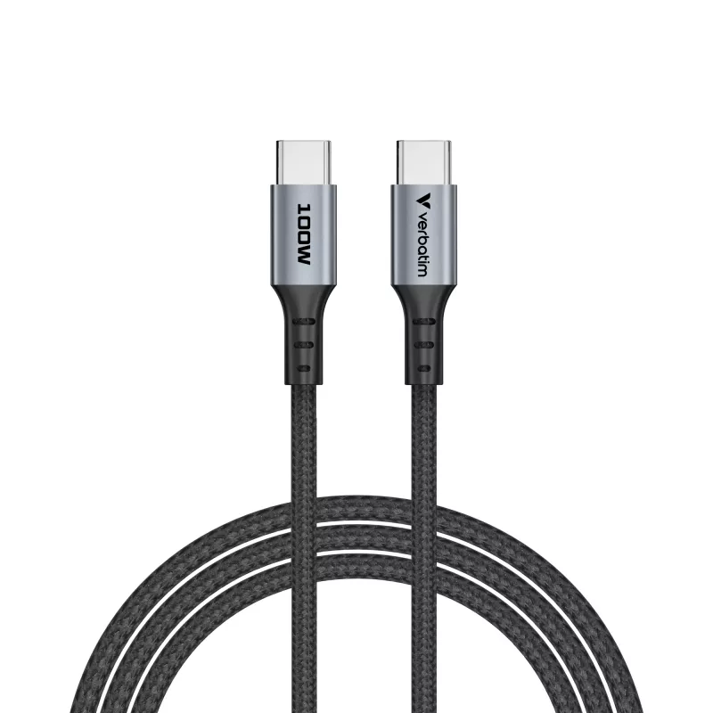 Verbatim Sync & Charge kabelis - 100W USB-C uz USB-C 120 cm, 1,2 m, USB C, USB C, USB 2.0, 0,48 Gbit/s, melns