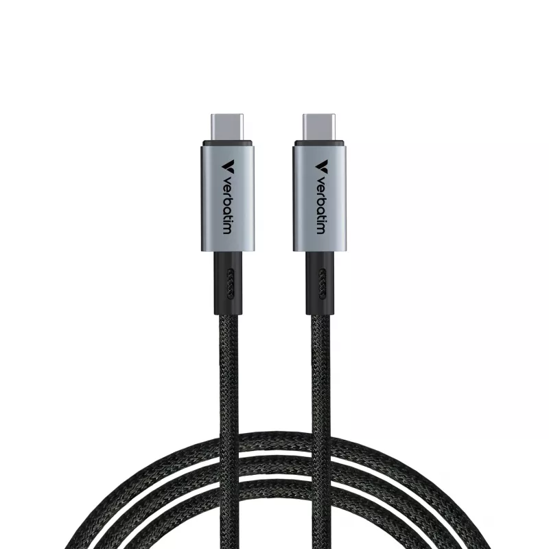 Verbatim Sync & Charge USB C uz USB C 240W 40 Gbps 120 cm, 1,2 m, USB C, USB C, USB4 Gen 2x2, 40 Gbit/s, Melna