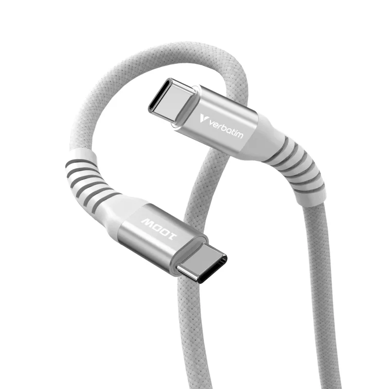 Verbatim Sync & Charge magnētiskais kabelis - 100W USB-C uz USB-C 120 cm pelēks