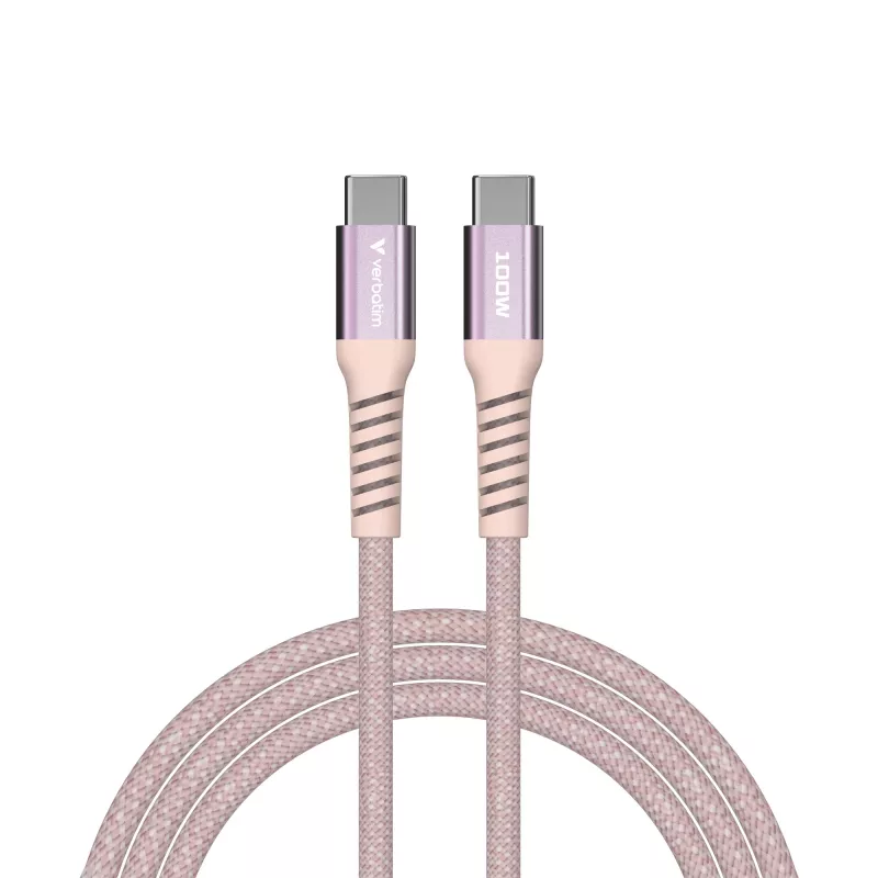 Verbatim Sync & Charge Magnetic kabelis - 100 W USB-C uz USB-C 120 cm rozā krāsā