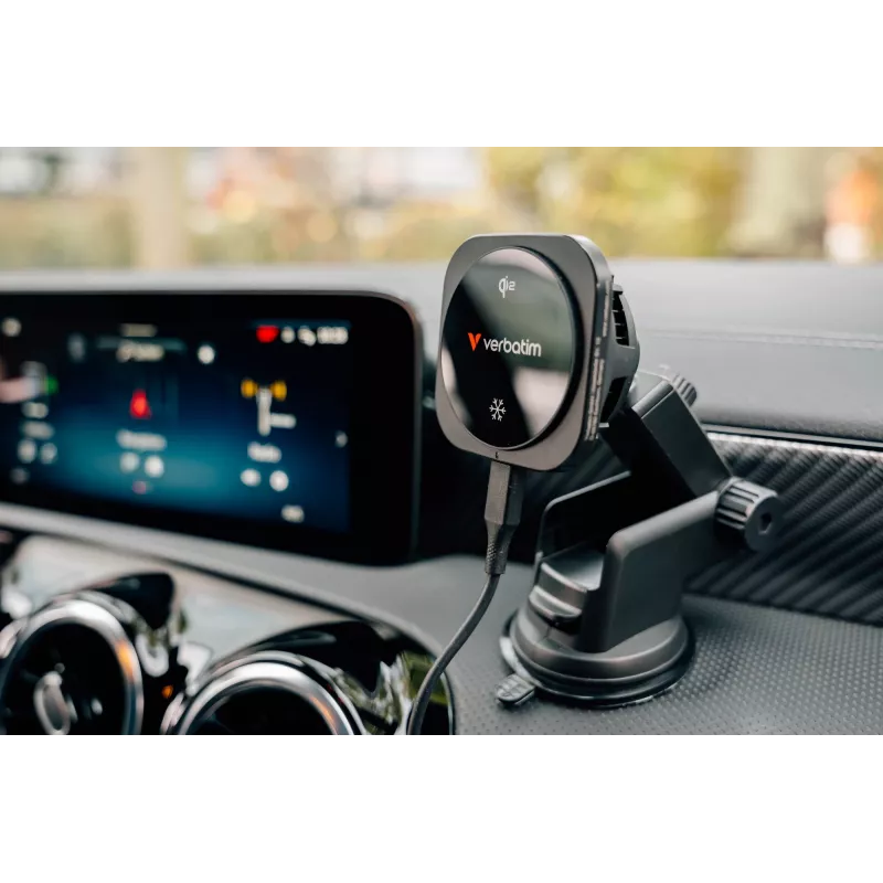 Verbatim Charge 'n' Drive Qi2 magnētiskais bezvadu auto lādētājs, Auto, USB, bezvadu uzlāde, 1 m, melns