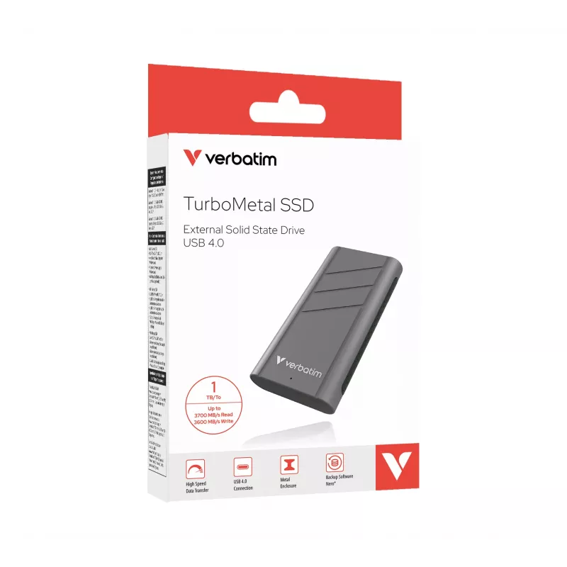 Verbatim TurboMetal SSD USB4 1TB USB Type-C USB4 Gen 2x2 Silver