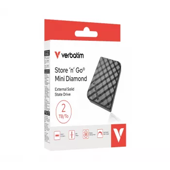 Verbatim Store 'n' Go Mini Diamond USB-C 2TB Melns, 2 TB, USB Type-C, 3.2 Gen 2 (3.1 Gen 2), 1000 MB/s, Melns