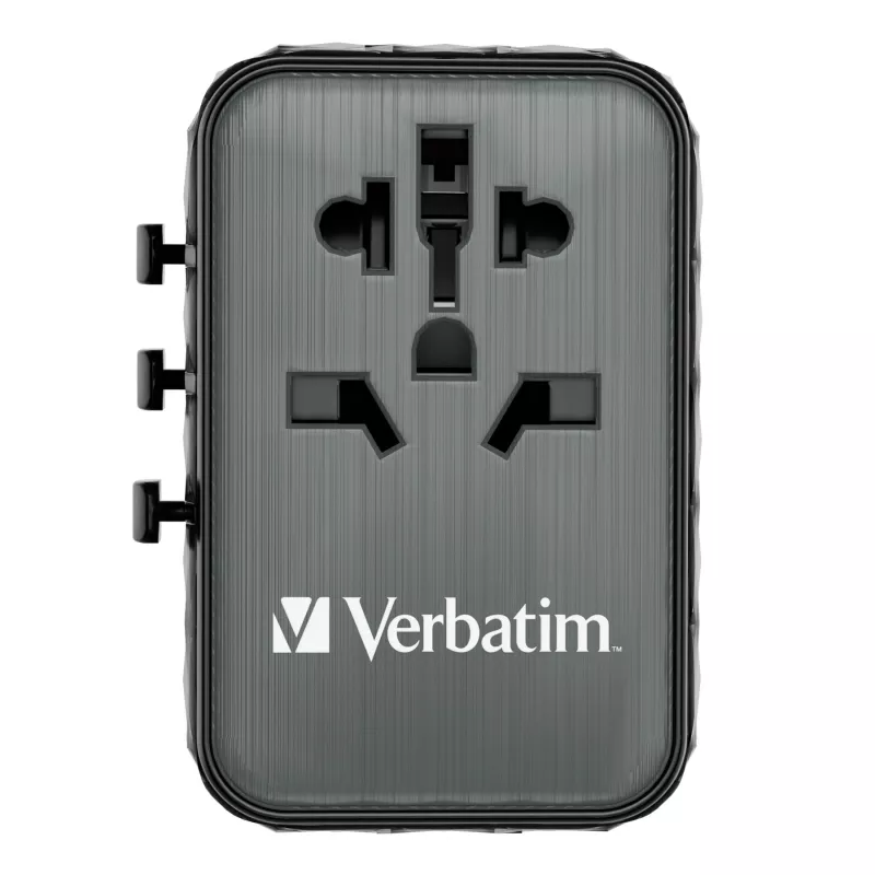 Verbatim UTA-05 65W GaN III universālais ceļojumu adapteris ar 2 x USB-C PD & QC 4+ un 2 x USB-A portiem