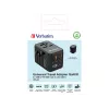Verbatim UTA-05 65W GaN III universālais ceļojumu adapteris ar 2 x USB-C PD & QC 4+ un 2 x USB-A portiem