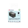 Verbatim UTA-06 100W GaN III universāls ceļojumu adapteris ar 2 x USB-C PD & QC 4+ un 2 x USB-A QC 3.0 portiem