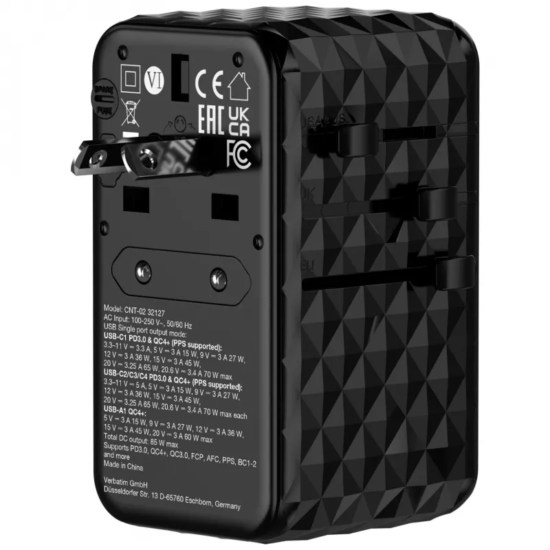 Verbatim Charge 'n' Travel Diamond 85W Ievelkams Kabelis CNT-02