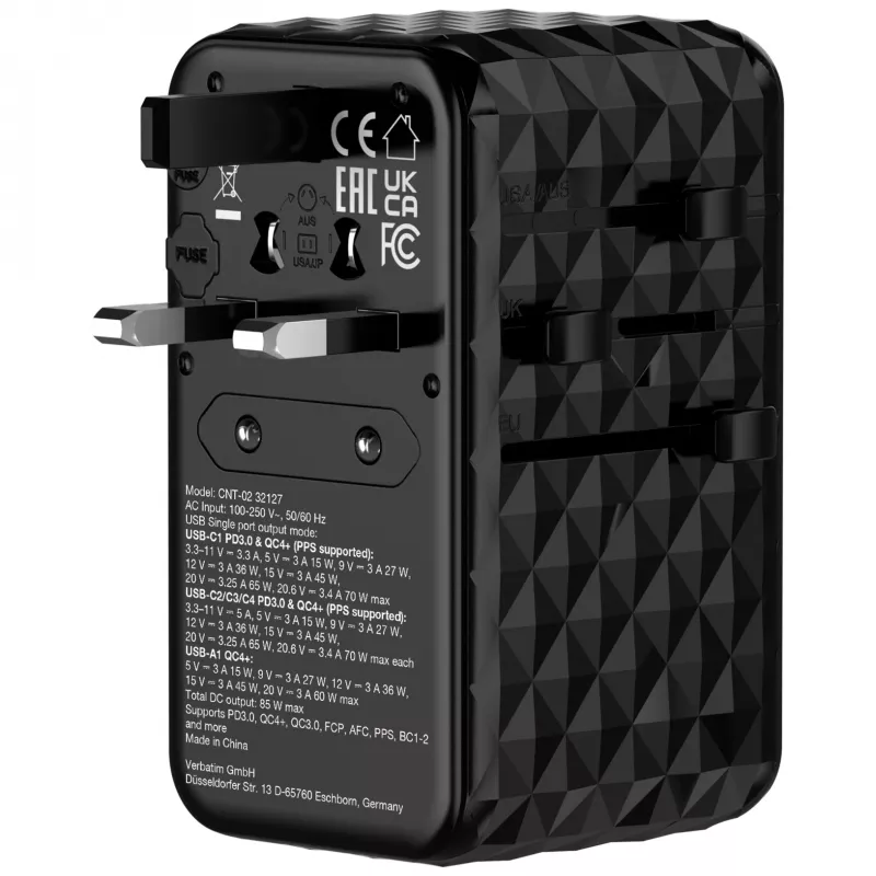 Verbatim Charge 'n' Travel Diamond 85W Ievelkams Kabelis CNT-02