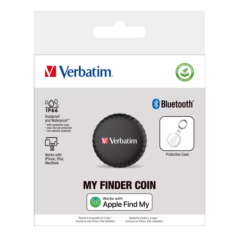 Verbatim My Finder Coin, Personīgs, Meklētājs, Melns, Putekļu izturīgs, Ūdensizturīgs, IP66, CR2032