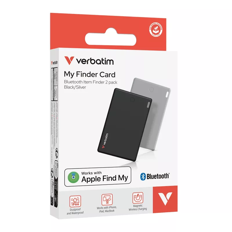 Verbatim My Finder Card Bluetooth priekšmetu meklētājs 2 gab. iepakojumā melns / sudrabots