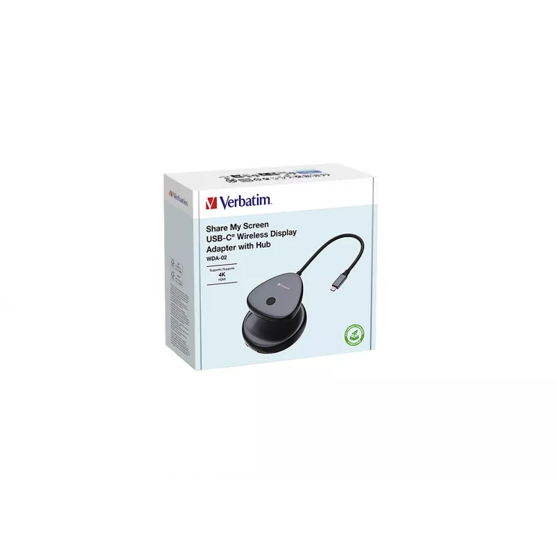 Verbatim Share My Screen USB-C Wireless Display Adapter 4K ar centrmezglu WDA-02