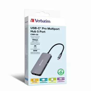 Verbatim CMH-05 USB Type-C 5000 Mbit/s Sudrabains