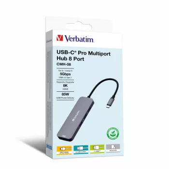 Verbatim CMH-08 USB Type-C 5000 Mbit/s Sudrabains