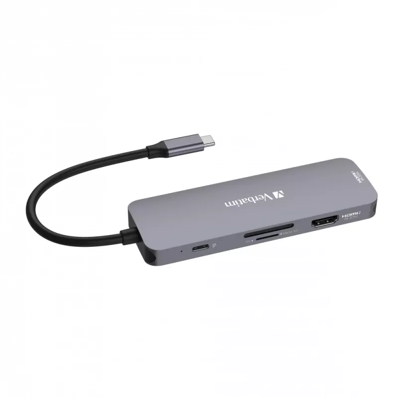 Verbatim CMH-08 USB Type-C 5000 Mbit/s Sudrabains