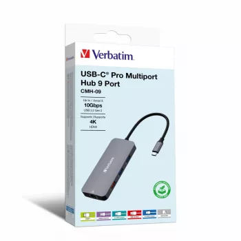 Verbatim CMH-09 USB Type-C 10000 Mbit/s Sudrabains