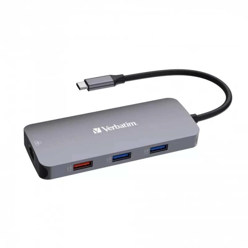 Verbatim CMH-09 USB Type-C 10000 Mbit/s Sudrabains