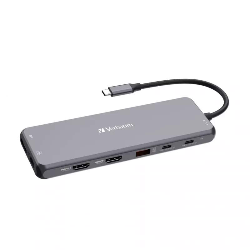 Verbatim CMH-13 USB Type-C centrmezgls 10000 Mbit/s Sudraba