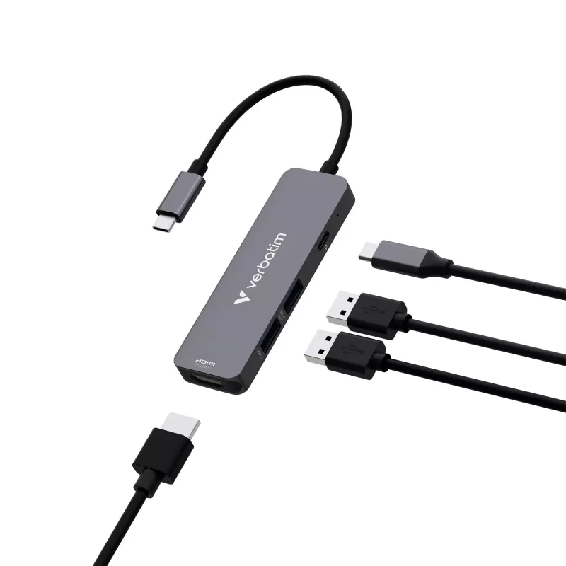 Verbatim USB-C Essentials Multiport Hub 4 pieslēgvietas: HDMI, USB-C PD, USB-A 3.2 Gen 1, USB-A