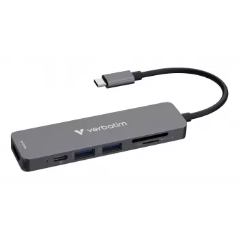 Verbatim USB-C Essentials Multiport Hub 6 porti: HDMI, USB-C PD, USB-A 3.2 Gen 1, USB-A, SD un microSD