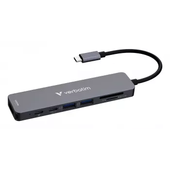 Verbatim USB-C Essentials Multiport Hub 7 pieslēgvietas: HDMI, USB-C, USB-C 3.2 Gen 1, 2 x USB-A 3.2 Gen 1, SD un microSD