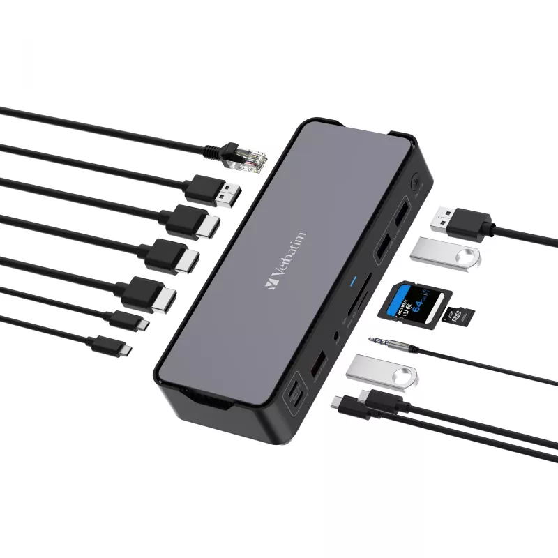 Verbatim CDS-15 vadu USB 3.2 Gen 1 (3.1 Gen 1) Type-C melns, pelēks