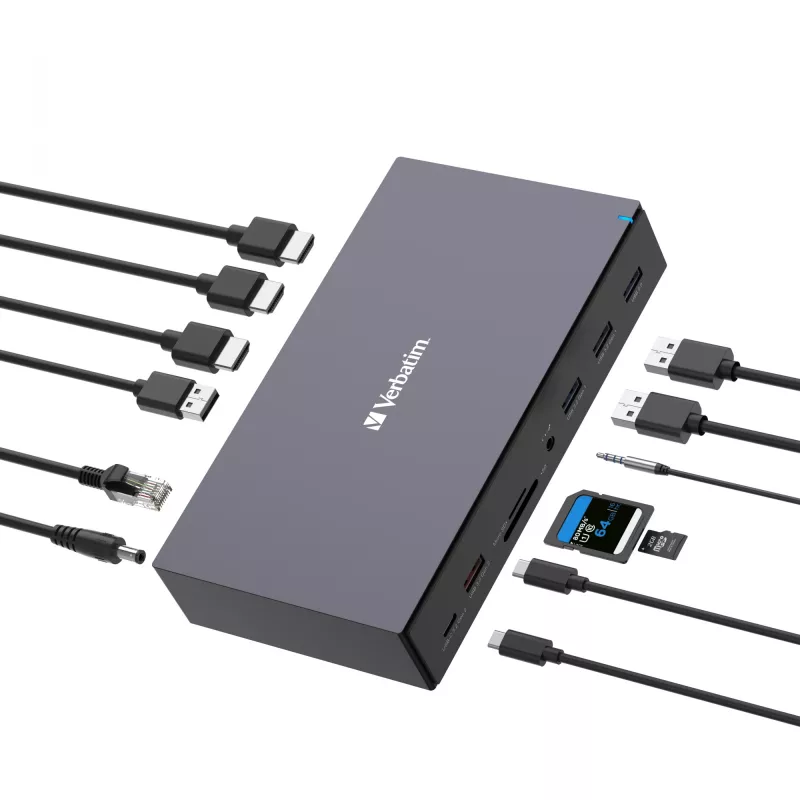 Verbatim CDS-17 vadu USB 3.2 Gen 1 (3.1 Gen 1) Type-C melns, pelēks