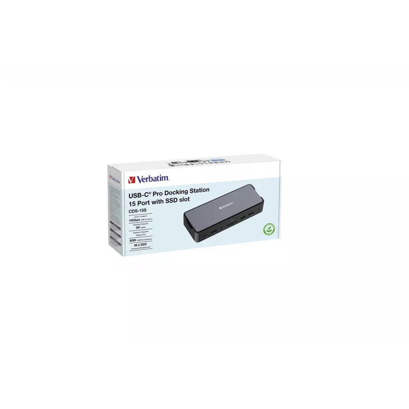 Verbatim CDS-15S vadu USB 3.2 Gen 1 (3.1 Gen 1) Type-C melns, pelēks
