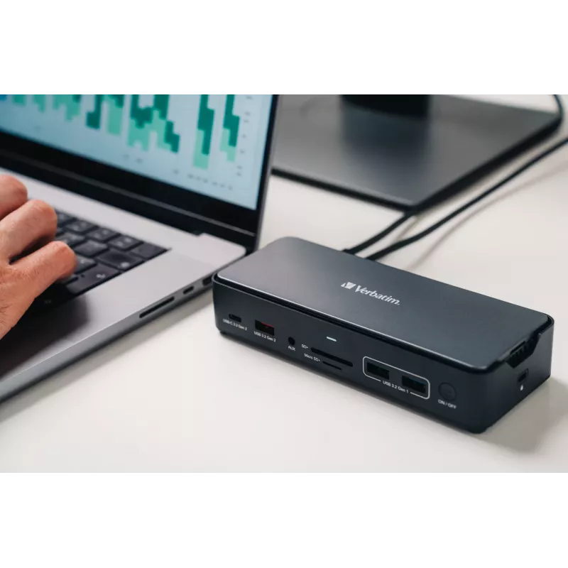 Verbatim CDS-15S vadu USB 3.2 Gen 1 (3.1 Gen 1) Type-C melns, pelēks