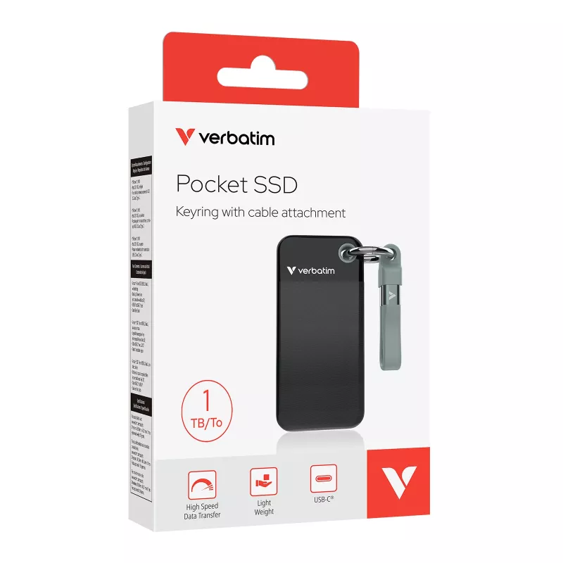 Verbatim Pocket SSD USB 3.2 Gen 2 1TB Melns/Pelēks