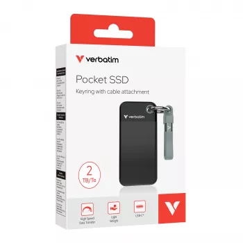 Verbatim Pocket SSD USB 3.2 Gen 2 2TB Melns/pelēka, 2 TB, USB Type-C, 3.2 Gen 2 (3.1 Gen 2), 1000 MB/s, 10 Gbit/s, Melns, pelēka