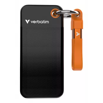 Verbatim Pocket SSD USB 3.2 Gen 2 2TB Melns/oranža, 2 TB, USB Type-C, 3.2 Gen 2 (3.1 Gen 2), 1000 MB/s, 10 Gbit/s, Melns, oranža