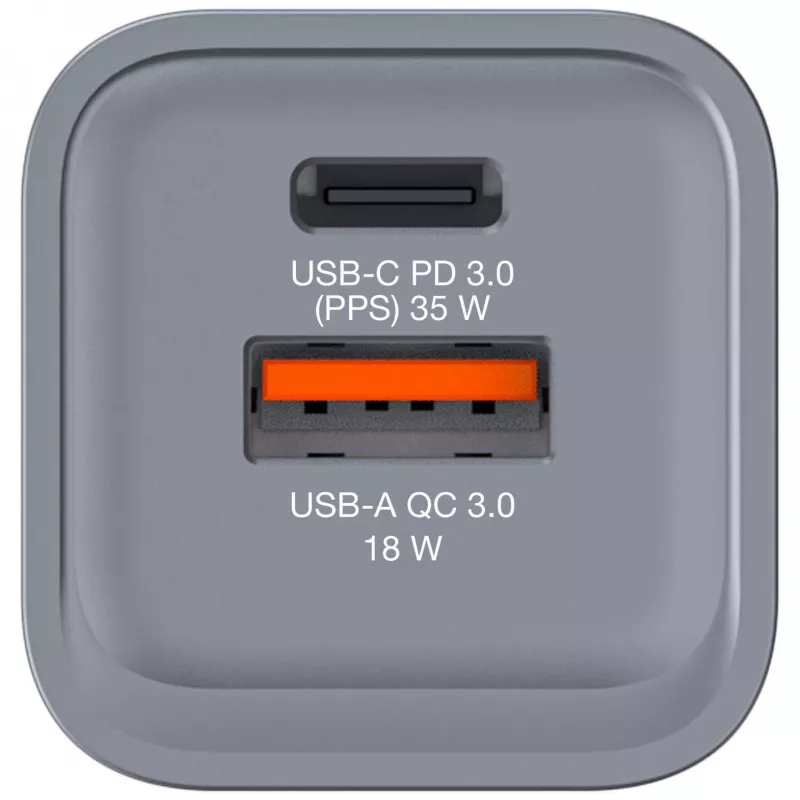 Verbatim GNC-35 GaN lādētājs 35 W ar 1 x USB-C PD 35 W / 1 x USB-A QC 3.0 (EU/UK/US)