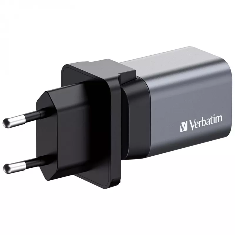 Verbatim GNC-35 GaN lādētājs 35 W ar 1 x USB-C PD 35 W / 1 x USB-A QC 3.0 (EU/UK/US)