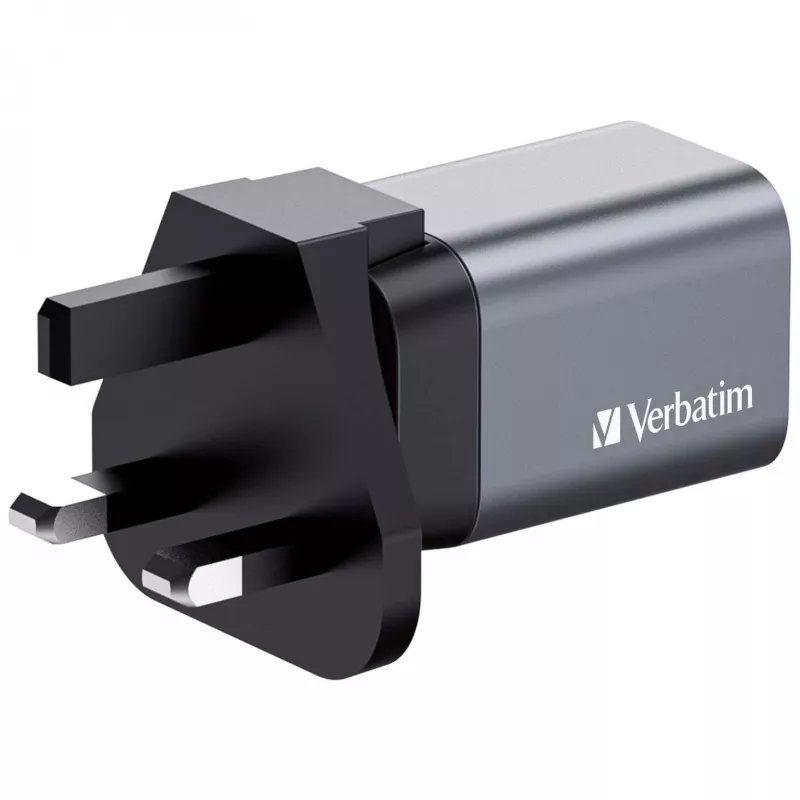 Verbatim GNC-35 GaN lādētājs 35 W ar 1 x USB-C PD 35 W / 1 x USB-A QC 3.0 (EU/UK/US)