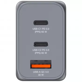 Verbatim GNC-65 GaN lādētājs 65W ar 2 x USB-C PD 65W / 1 x USB-A QC 3.0 (EU/UK/US)