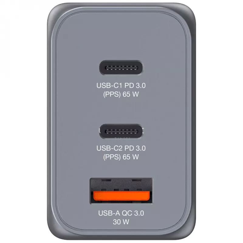 Verbatim GNC-65 GaN lādētājs 65W ar 2 x USB-C PD 65W / 1 x USB-A QC 3.0 (EU/UK/US)