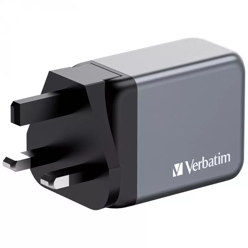 Verbatim GNC-65 GaN lādētājs 65W ar 2 x USB-C PD 65W / 1 x USB-A QC 3.0 (EU/UK/US)