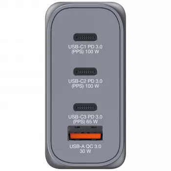 Verbatim GNC-100 GaN lādētājs 100 W ar 2 x USB-C PD 100 W / 1 x USB-C PD 65 W / 1 x USB-A QC 3.0 (ES/AK/ASV)