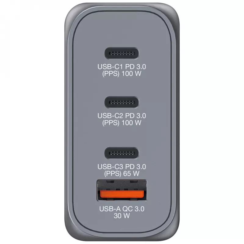 Verbatim GNC-100 GaN lādētājs 100 W ar 2 x USB-C PD 100 W / 1 x USB-C PD 65 W / 1 x USB-A QC 3.0 (ES/AK/ASV)