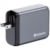Verbatim GNC-100 GaN lādētājs 100 W ar 2 x USB-C PD 100 W / 1 x USB-C PD 65 W / 1 x USB-A QC 3.0 (ES/AK/ASV)