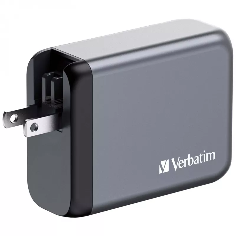 Verbatim GNC-100 GaN lādētājs 100 W ar 2 x USB-C PD 100 W / 1 x USB-C PD 65 W / 1 x USB-A QC 3.0 (ES/AK/ASV)