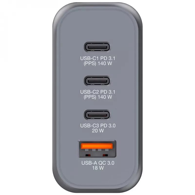 Verbatim GNC-140 GaN lādētājs 140W ar 2 x USB-C PD 140W / 1 x USB-C PD 20W / 1 x USB-A QC 3.0 (EU/UK/US)