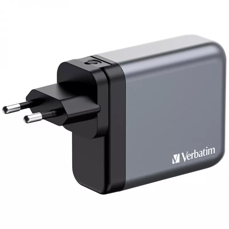 Verbatim GNC-140 GaN lādētājs 140W ar 2 x USB-C PD 140W / 1 x USB-C PD 20W / 1 x USB-A QC 3.0 (EU/UK/US)