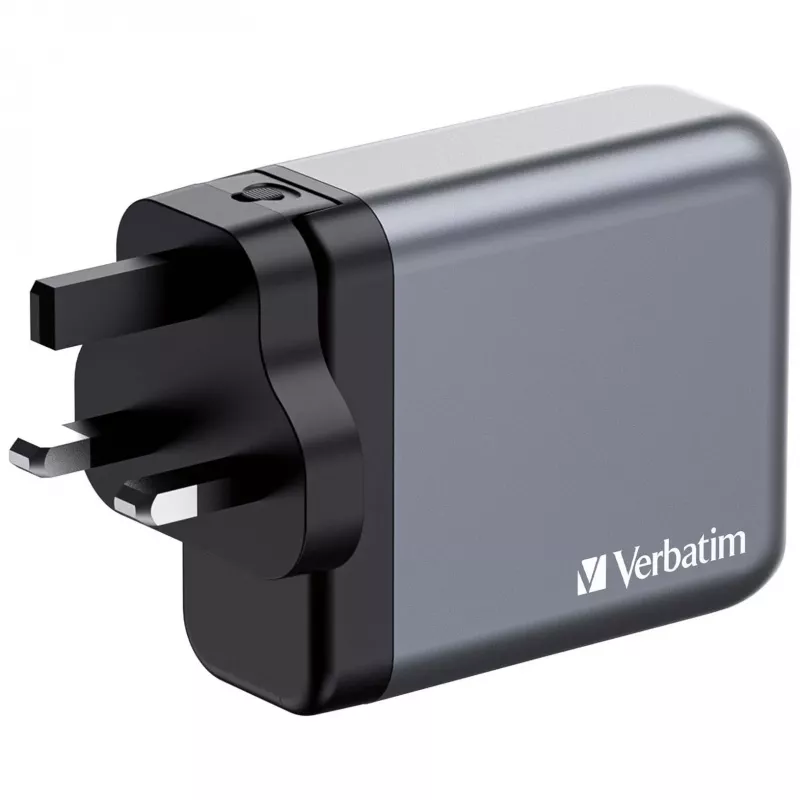 Verbatim GNC-140 GaN lādētājs 140W ar 2 x USB-C PD 140W / 1 x USB-C PD 20W / 1 x USB-A QC 3.0 (EU/UK/US)