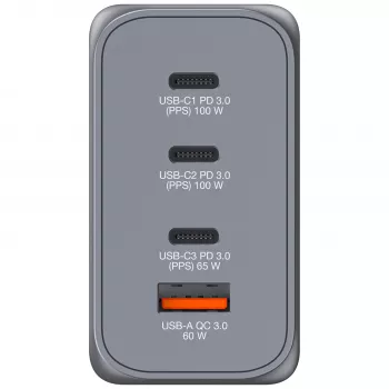 Verbatim GNC-200 GaN lādētājs 200 W ar 2 x USB-C PD 100 W / 1 x USB-C PD 65 W / 1 x USB QC 3.0 (EU/UK/US)
