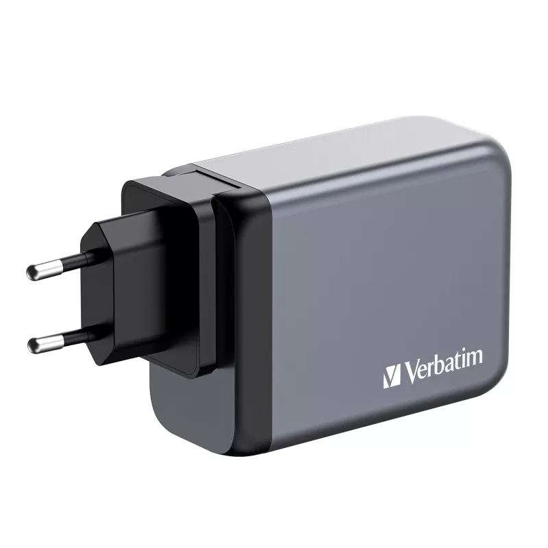 Verbatim GNC-200 GaN lādētājs 200 W ar 2 x USB-C PD 100 W / 1 x USB-C PD 65 W / 1 x USB QC 3.0 (EU/UK/US)