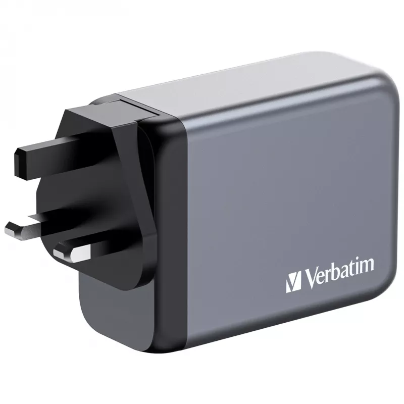 Verbatim GNC-200 GaN lādētājs 200 W ar 2 x USB-C PD 100 W / 1 x USB-C PD 65 W / 1 x USB QC 3.0 (EU/UK/US)