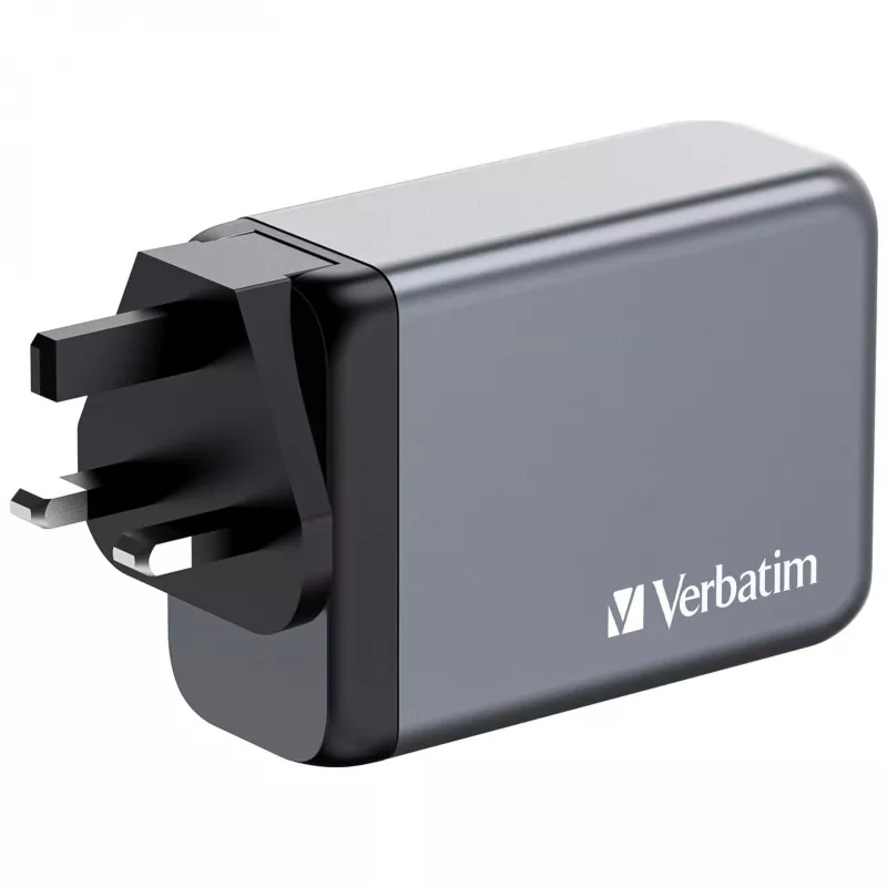 Verbatim GNC-240 GaN lādētājs 240W ar 1 x USB-C 140W / 1 x USB-C 100W / 1 x USB-C 65W / 1 x USB-A QC 3.0 (EU/UK/US)