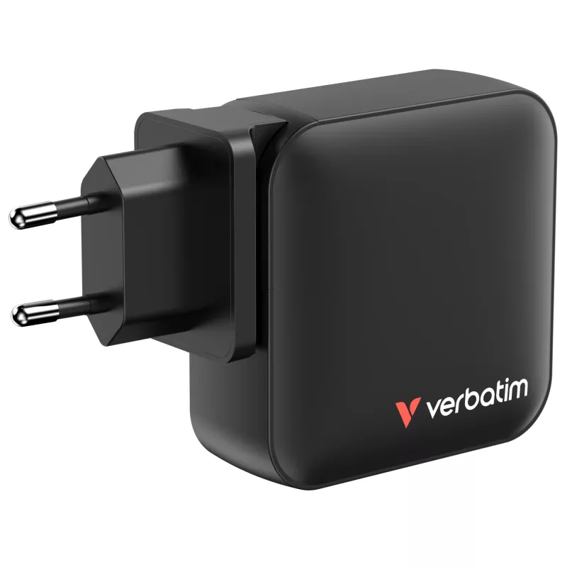 Verbatim Mini GaN lādētājs 165W 4 porti, ASV spraudnis ar ES un UK adapteriem