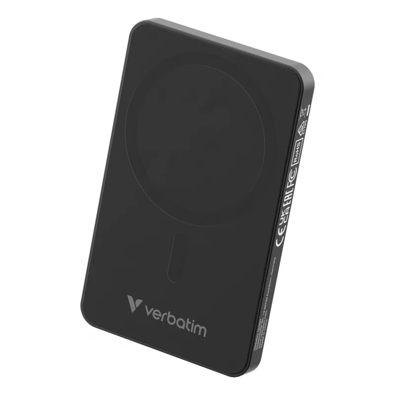 Verbatim Charge 'n' Go Essentials magnētiskais bezvadu ārējais akumulators 5000 mAh, melns